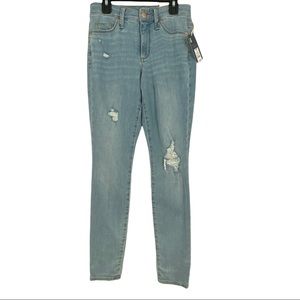 Universal Thread High Rise Skinny Fitted Hip & Thigh Distressed Jeans Size 00